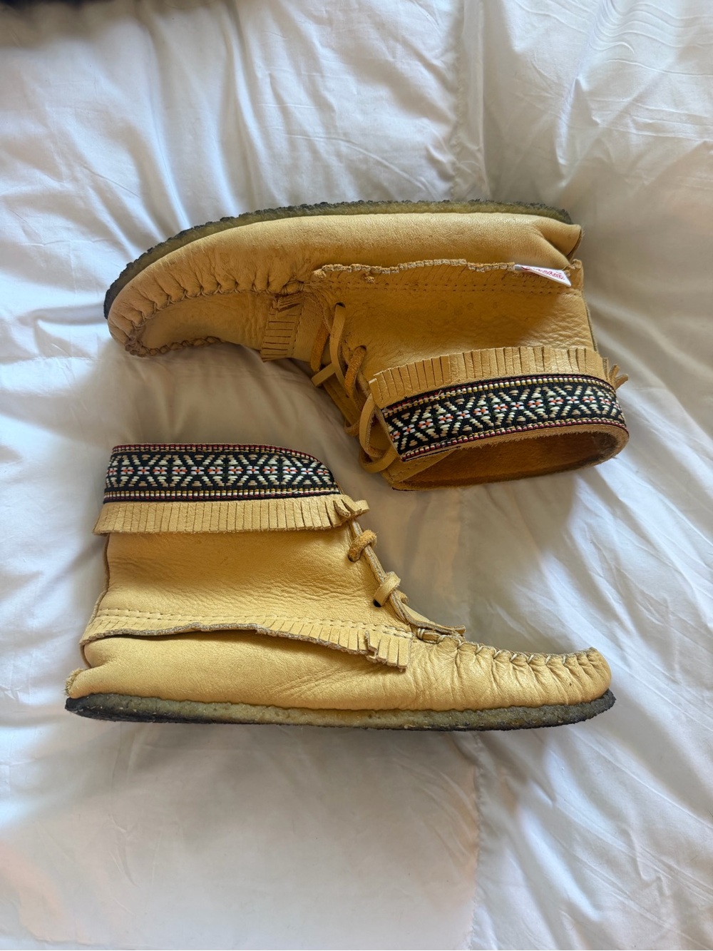 Softmoc Tan Leather Fringe Moccasin Boots